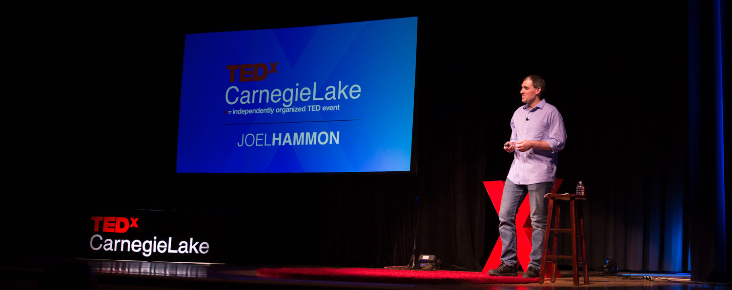 Joel Hammon on stage at TEDxCarngieLake